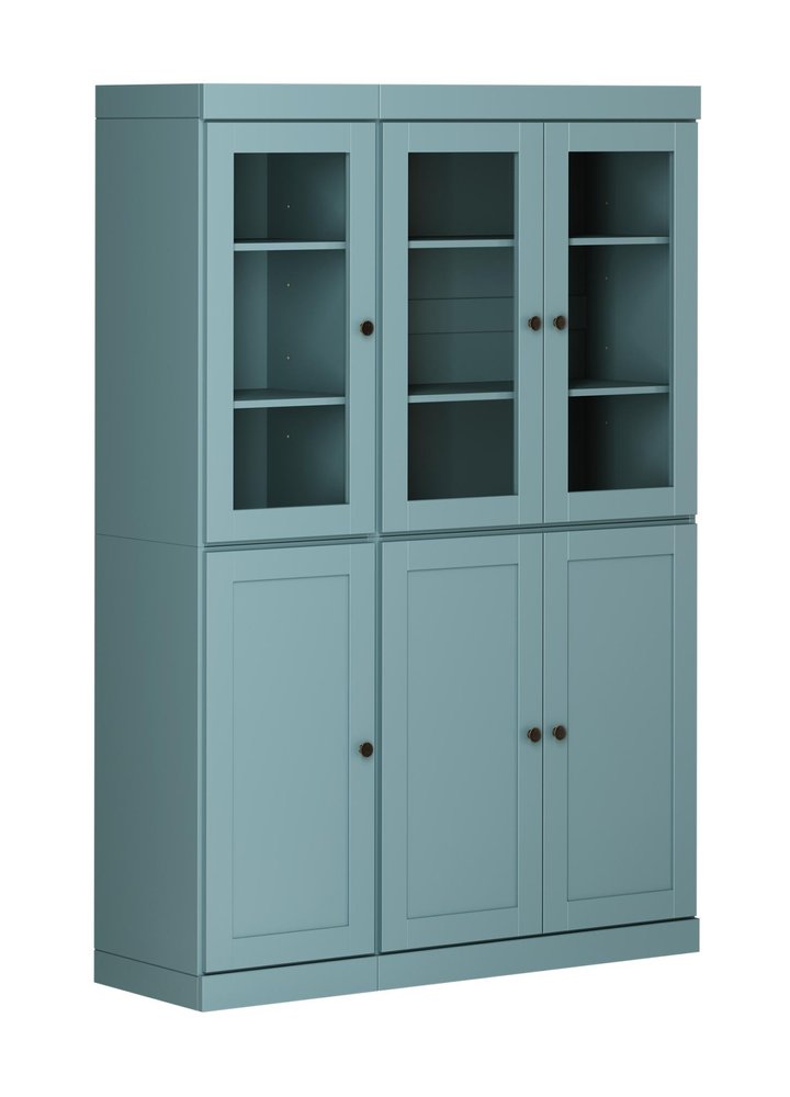 72" Aqua Solid Wood Six Door Two Drawer Pantry Or Storage Closet HomeRoots