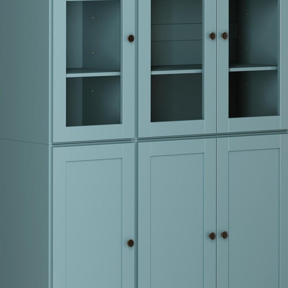 72" Aqua Solid Wood Six Door Two Drawer Pantry Or Storage Closet — view 5