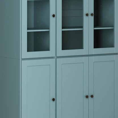 72" Aqua Solid Wood Six Door Two Drawer Pantry Or Storage Closet