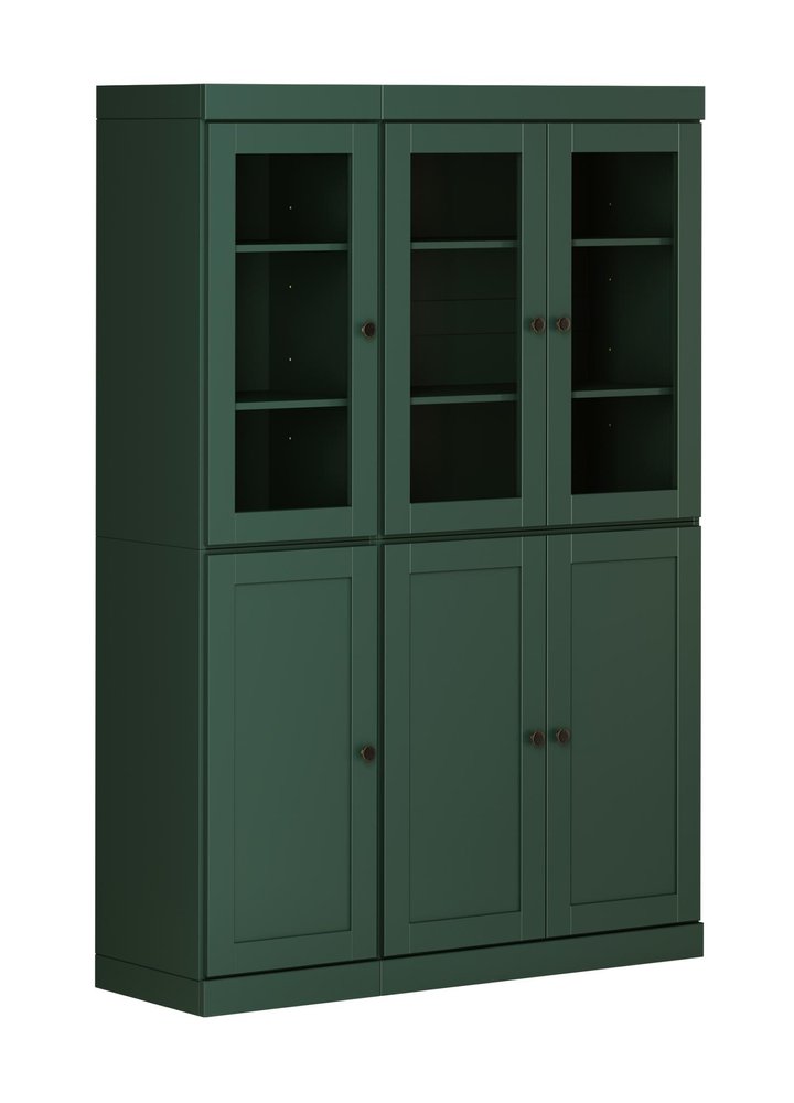 72" Green Solid Wood Six Door Two Drawer Pantry Or Storage Closet HomeRoots