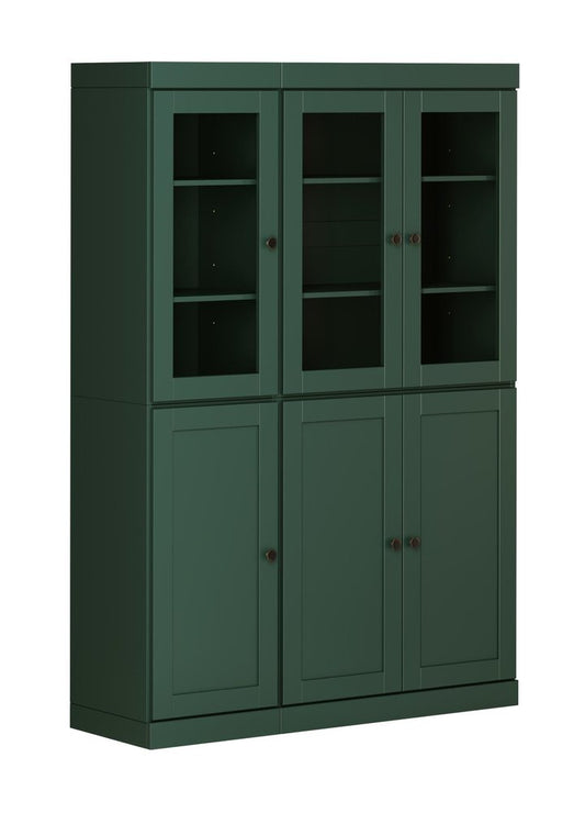 72" Green Solid Wood Six Door Two Drawer Pantry Or Storage Closet HomeRoots