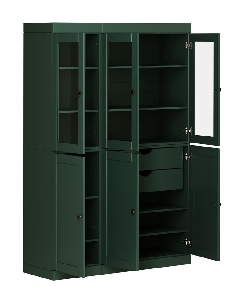 72" Green Solid Wood Six Door Two Drawer Pantry Or Storage Closet HomeRoots
