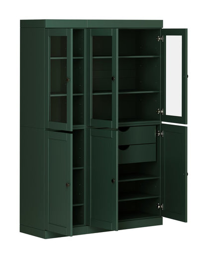 72" Green Solid Wood Six Door Two Drawer Pantry Or Storage Closet HomeRoots