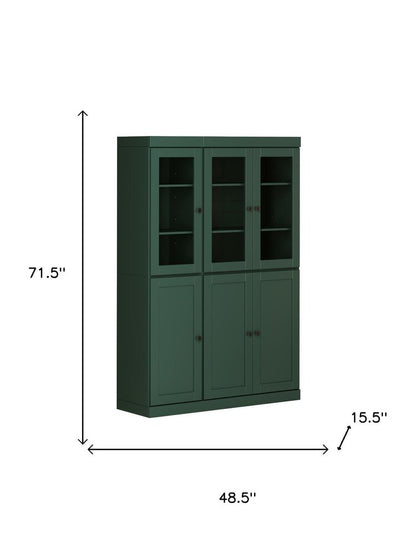 72" Green Solid Wood Six Door Two Drawer Pantry Or Storage Closet HomeRoots