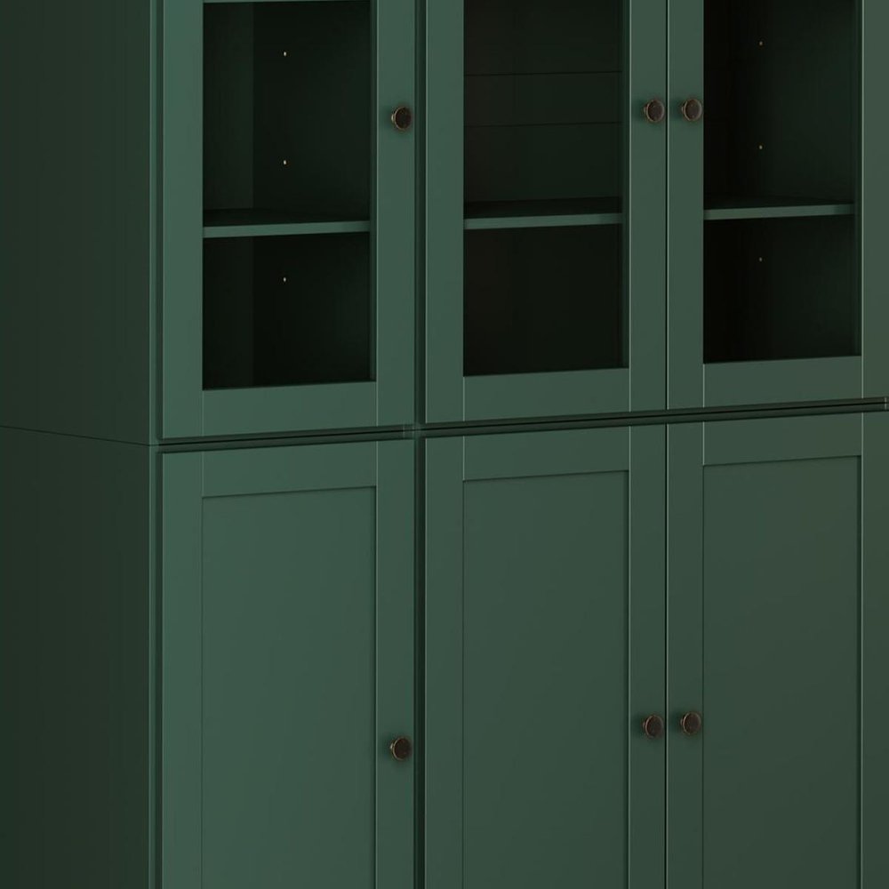 72" Green Solid Wood Six Door Two Drawer Pantry Or Storage Closet