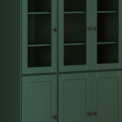 72" Green Solid Wood Six Door Two Drawer Pantry Or Storage Closet