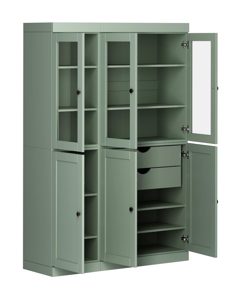 72" Sage Solid Wood Six Door Two Drawer Pantry Or Storage Closet — view 2