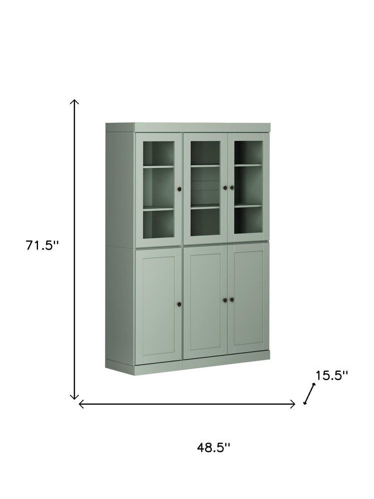 72" Sage Solid Wood Six Door Two Drawer Pantry Or Storage Closet — view 3