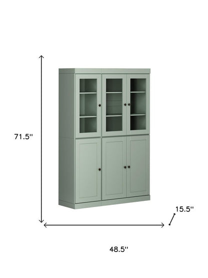72" Sage Solid Wood Six Door Two Drawer Pantry Or Storage Closet