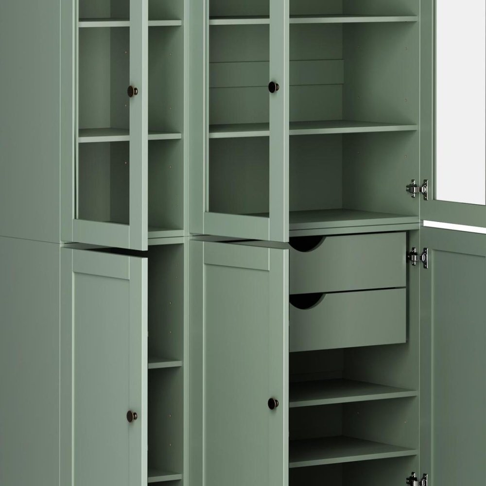 72" Sage Solid Wood Six Door Two Drawer Pantry Or Storage Closet