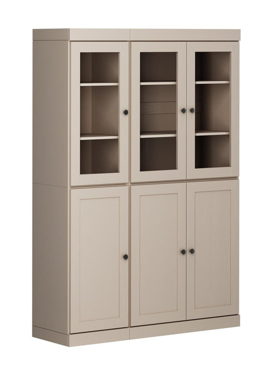 72" Beige Solid Wood Six Door Two Drawer Pantry Or Storage Closet