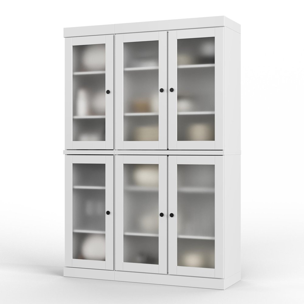 72" White Solid Wood Six Door Pantry Or Storage Closet — view 1