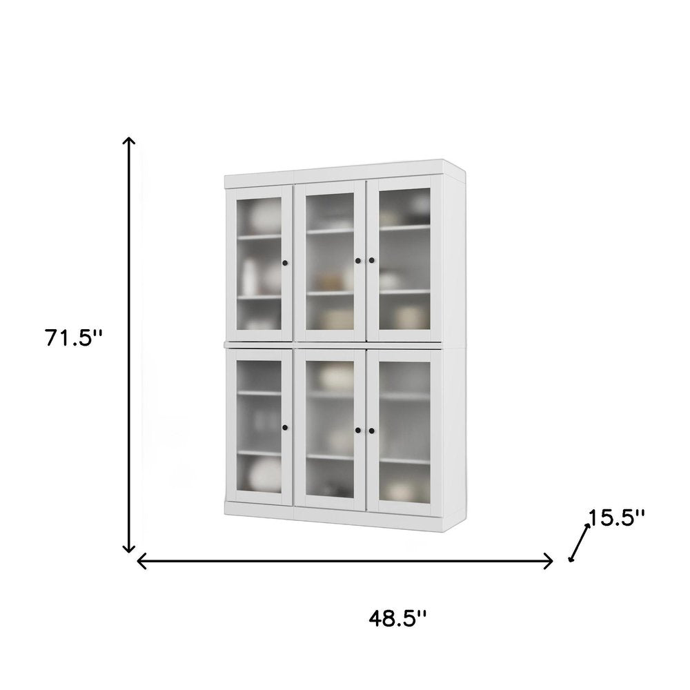 72" White Solid Wood Six Door Pantry Or Storage Closet — view 3