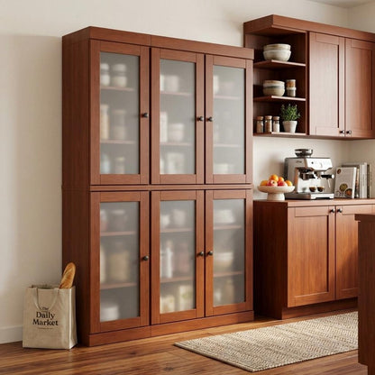 72" Coffee Solid Wood Six Door Pantry Or Storage Closet HomeRoots
