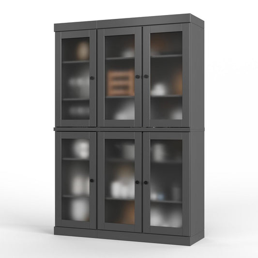 72" Gray Solid Wood Six Door Pantry Or Storage Closet HomeRoots