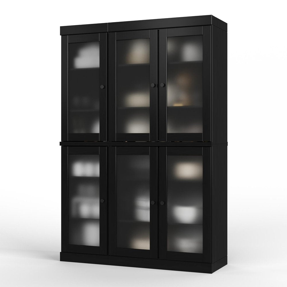 72" Black Solid Wood Six Door Pantry Or Storage Closet HomeRoots