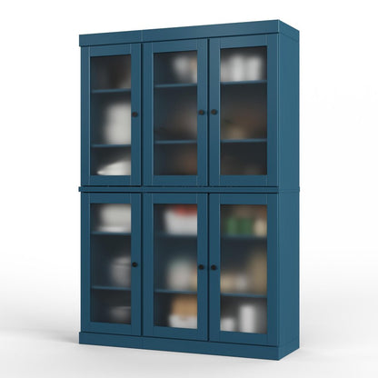 72" Teal Blue Solid Wood Six Door Pantry Or Storage Closet HomeRoots