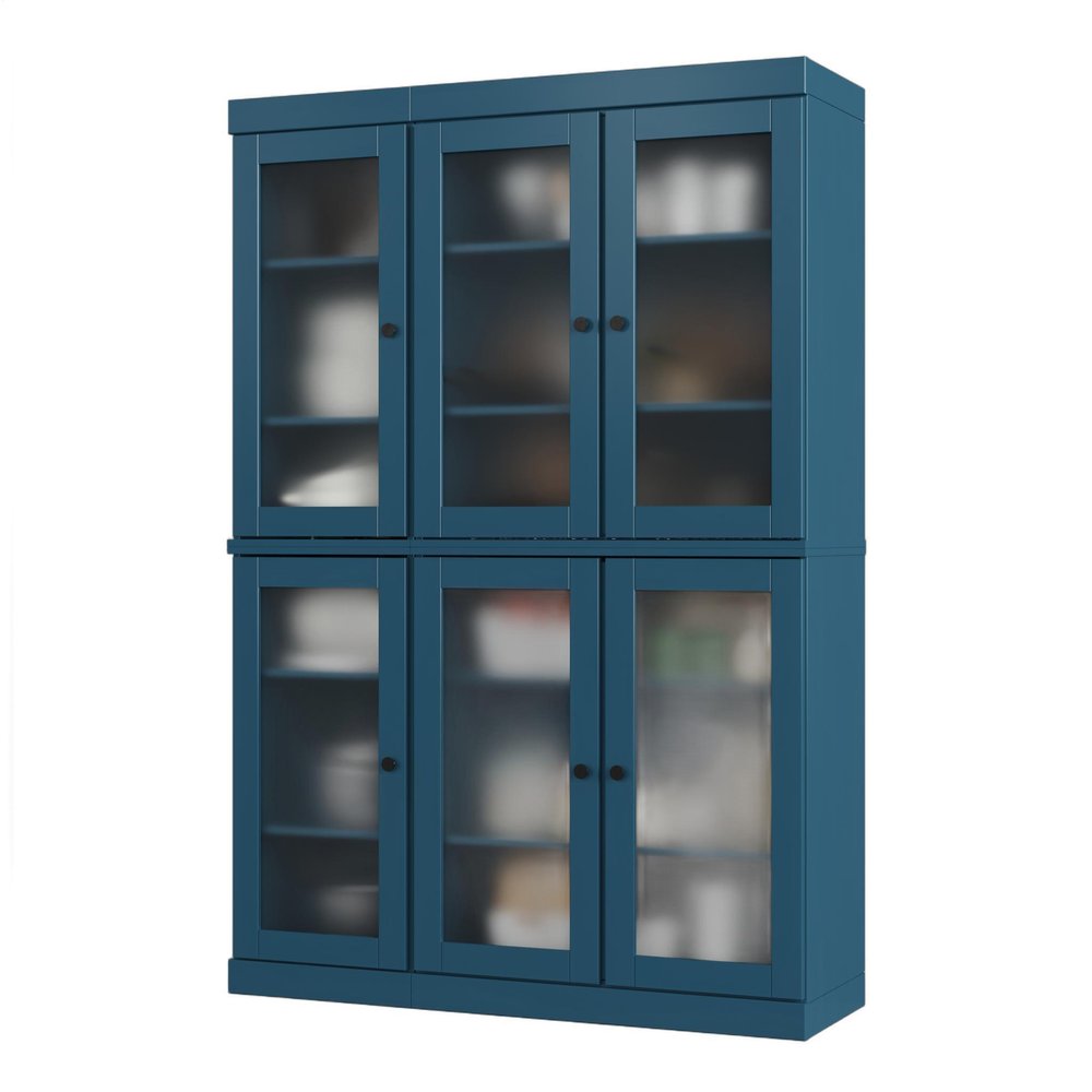 72" Teal Blue Solid Wood Six Door Pantry Or Storage Closet HomeRoots