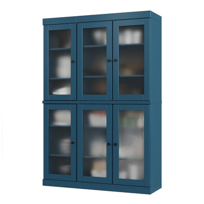 72" Teal Blue Solid Wood Six Door Pantry Or Storage Closet HomeRoots