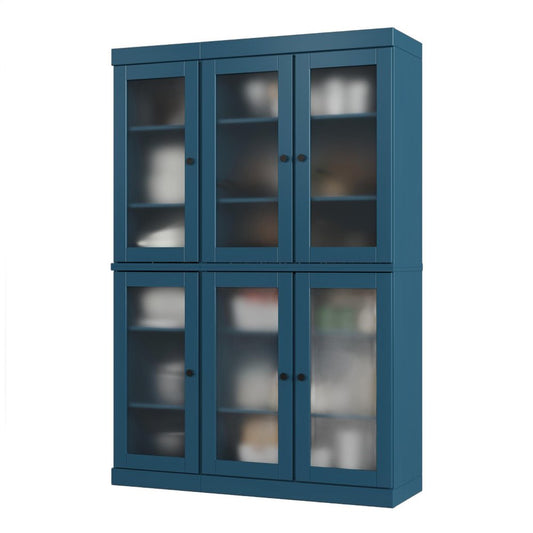 72" Teal Blue Solid Wood Six Door Pantry Or Storage Closet HomeRoots