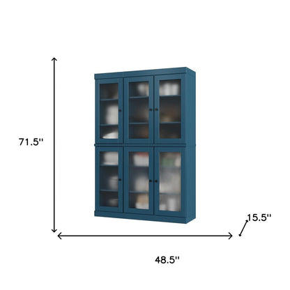72" Teal Blue Solid Wood Six Door Pantry Or Storage Closet HomeRoots