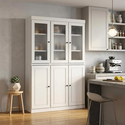 72" White Solid Wood Six Door Pantry Or Storage Closet HomeRoots