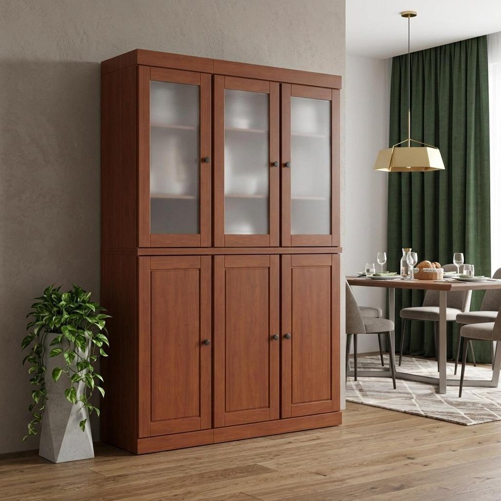 72" Coffee Solid Wood Six Door Pantry Or Storage Closet — view 4