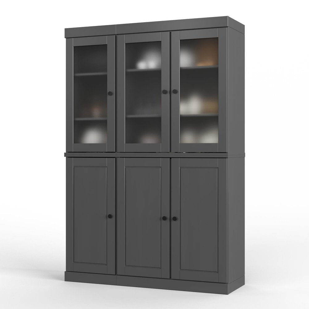 72" Gray Solid Wood Six Door Pantry Or Storage Closet — view 1