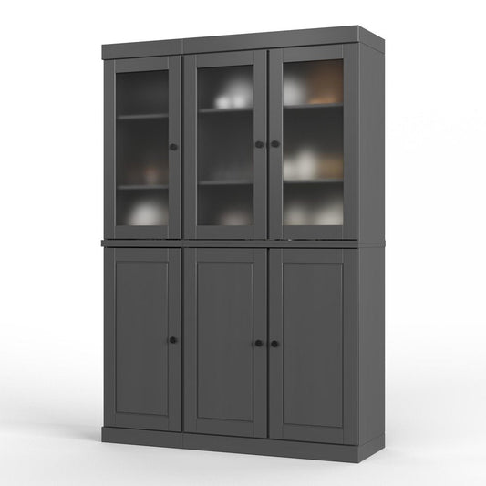 72" Gray Solid Wood Six Door Pantry Or Storage Closet HomeRoots