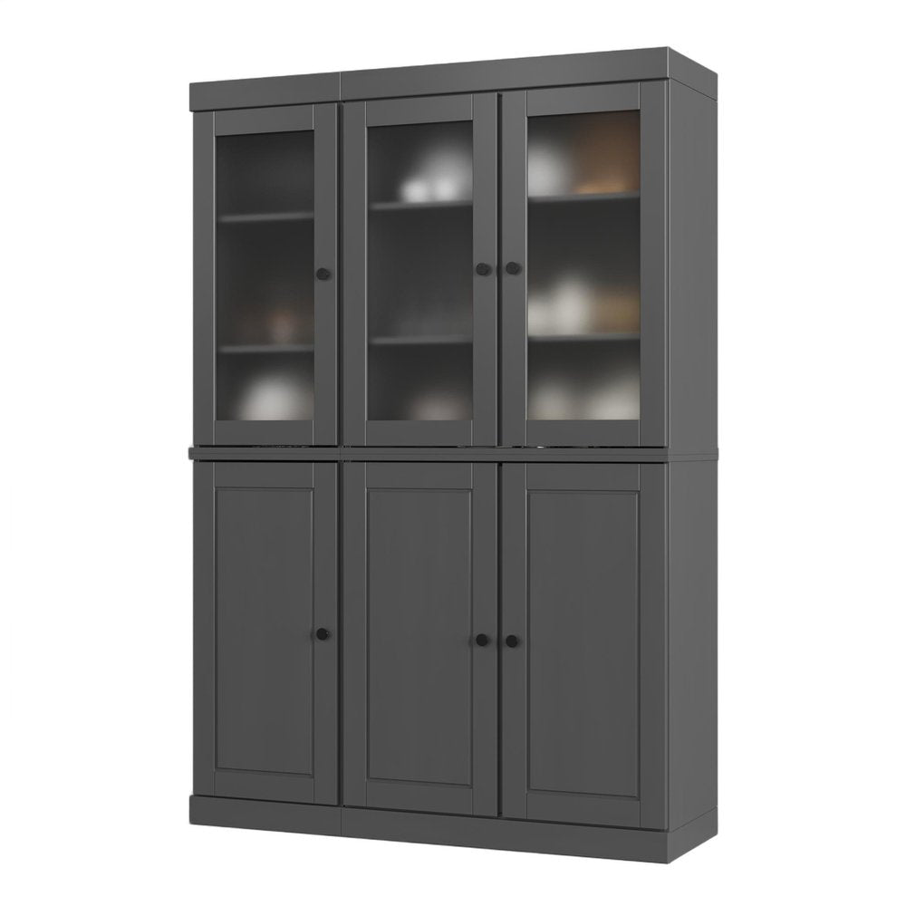 72" Gray Solid Wood Six Door Pantry Or Storage Closet HomeRoots