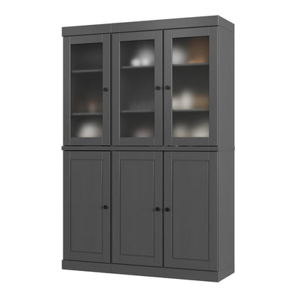 72" Gray Solid Wood Six Door Pantry Or Storage Closet HomeRoots