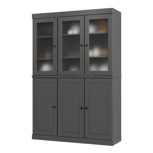 72" Gray Solid Wood Six Door Pantry Or Storage Closet HomeRoots