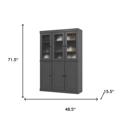 72" Gray Solid Wood Six Door Pantry Or Storage Closet HomeRoots