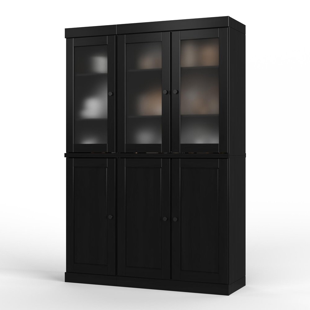 72" Black Solid Wood Six Door Pantry Or Storage Closet HomeRoots
