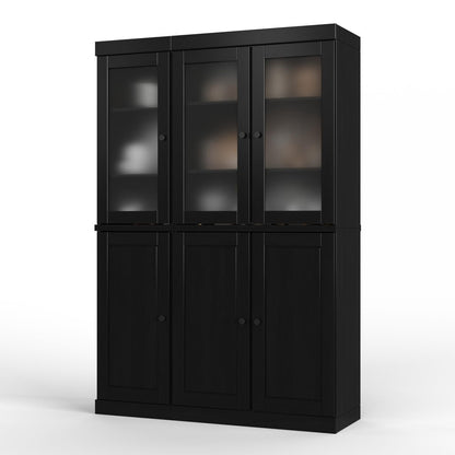 72" Black Solid Wood Six Door Pantry Or Storage Closet HomeRoots