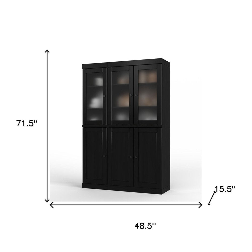 72" Black Solid Wood Six Door Pantry Or Storage Closet — view 2
