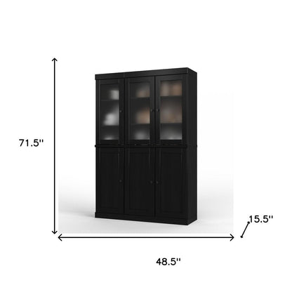 72" Black Solid Wood Six Door Pantry Or Storage Closet HomeRoots