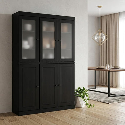 72" Black Solid Wood Six Door Pantry Or Storage Closet HomeRoots