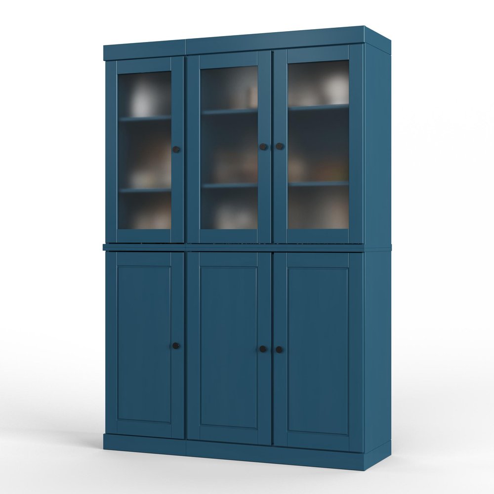 72" Teal Blue Solid Wood Six Door Pantry Or Storage Closet HomeRoots