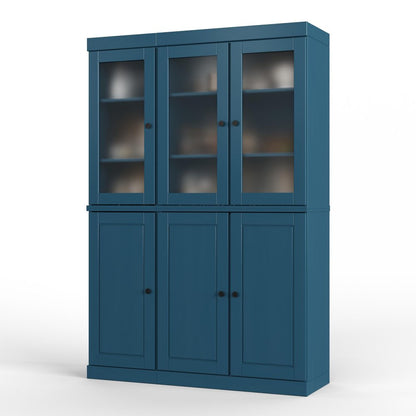 72" Teal Blue Solid Wood Six Door Pantry Or Storage Closet HomeRoots