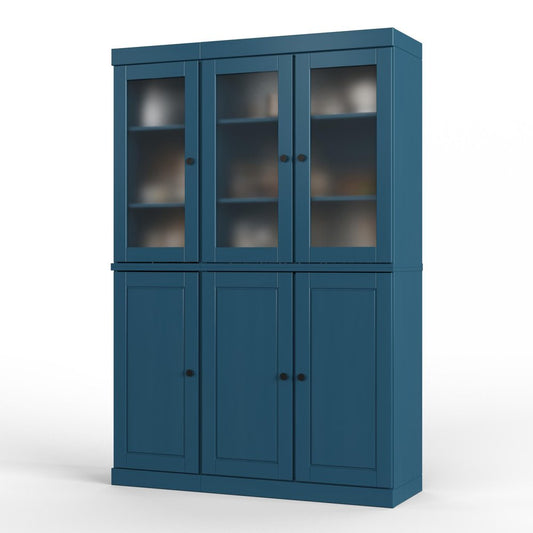 72" Teal Blue Solid Wood Six Door Pantry Or Storage Closet HomeRoots