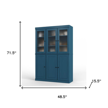 72" Teal Blue Solid Wood Six Door Pantry Or Storage Closet HomeRoots