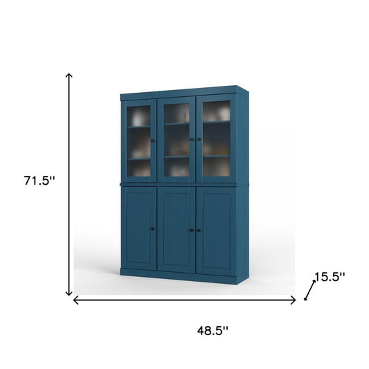 72" Teal Blue Solid Wood Six Door Pantry Or Storage Closet HomeRoots