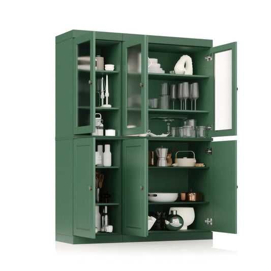 72" Green Solid Wood Six Door Pantry Or Storage Closet HomeRoots