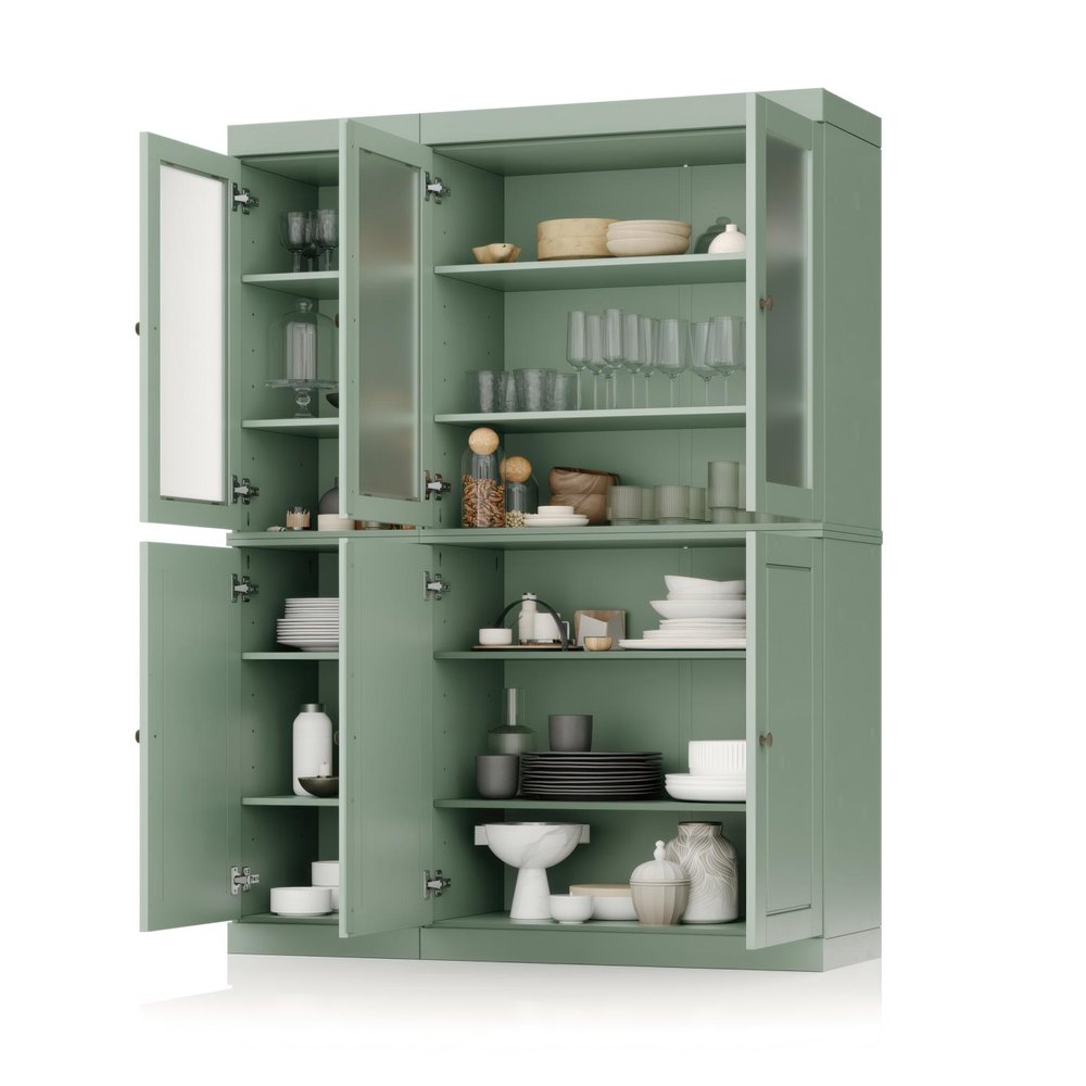 72" Sage Solid Wood Six Door Pantry Or Storage Closet — view 1