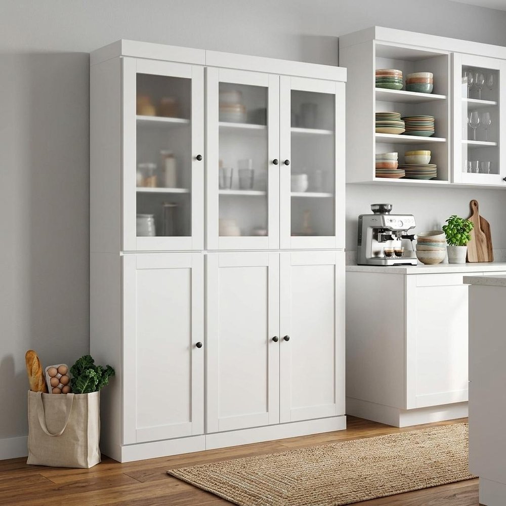 72" White Solid Wood Six Door Pantry Or Storage Closet — view 3