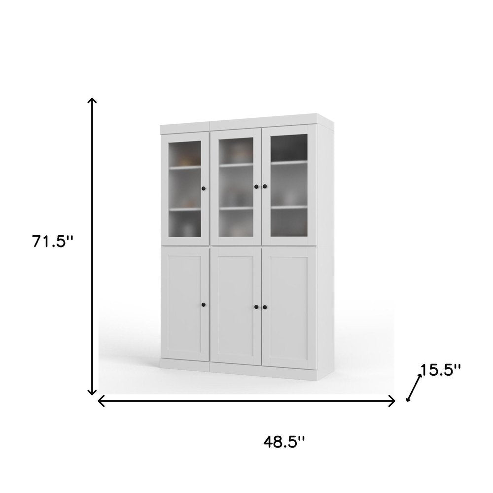 72" White Solid Wood Six Door Pantry Or Storage Closet — view 2