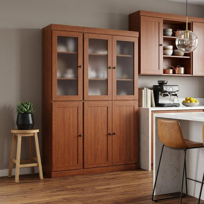72" Coffee Solid Wood Six Door Pantry Or Storage Closet HomeRoots
