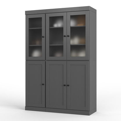 72" Gray Solid Wood Six Door Pantry Or Storage Closet HomeRoots