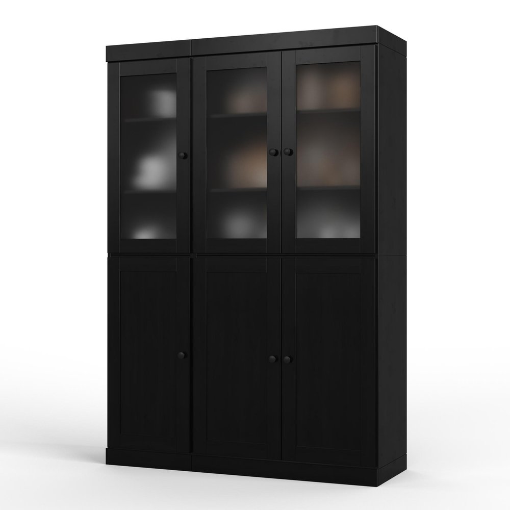 72" Black Solid Wood Six Door Pantry Or Storage Closet HomeRoots